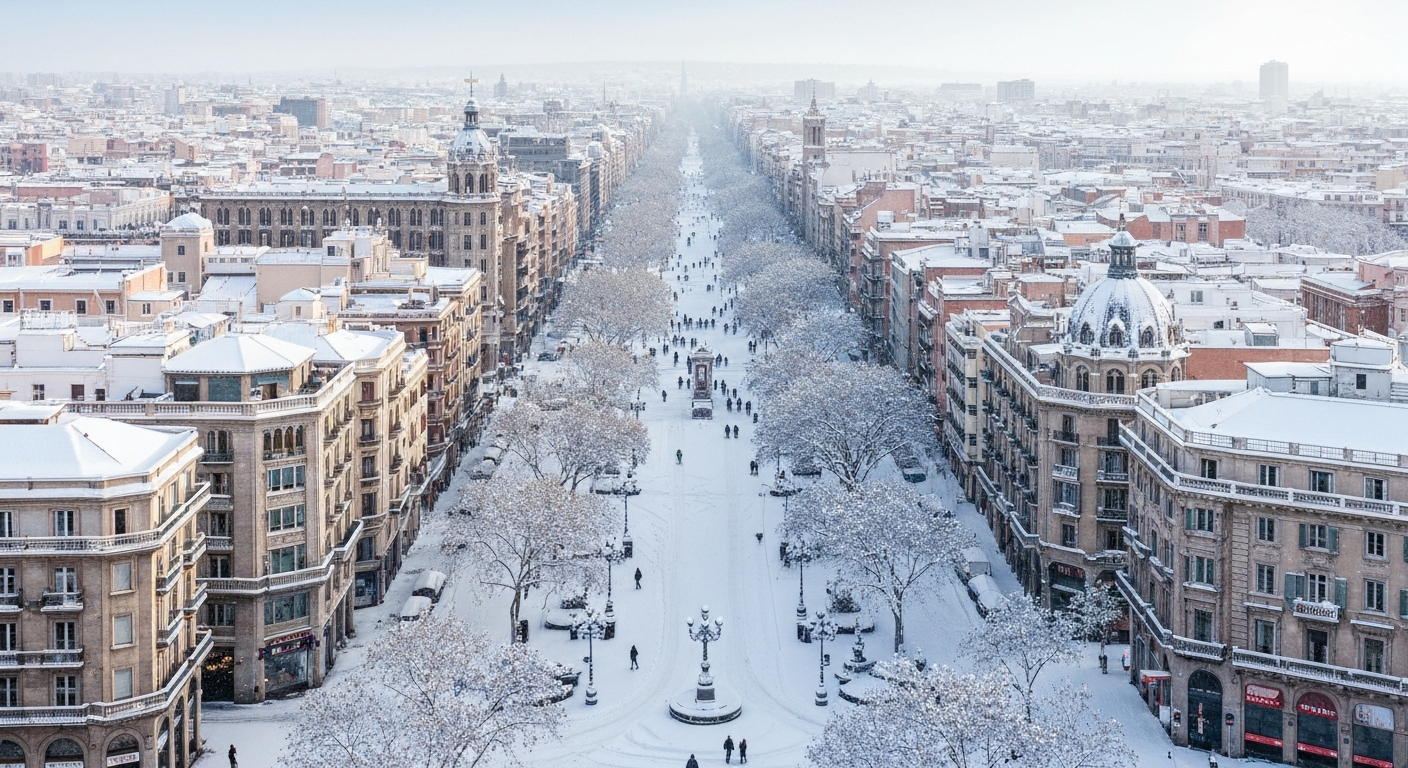 Barselona'da Kış Masalı: Şehir Merkezine Son Kar Yağışının Üzerinden 8 Yıl Geçti