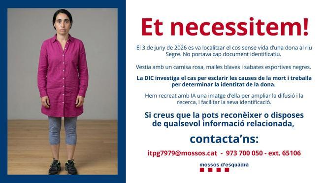 Katalan Polisi, Segre Nehri'nde Bulunan Kadın İçin Yapay Zeka Görseli Yayımladı